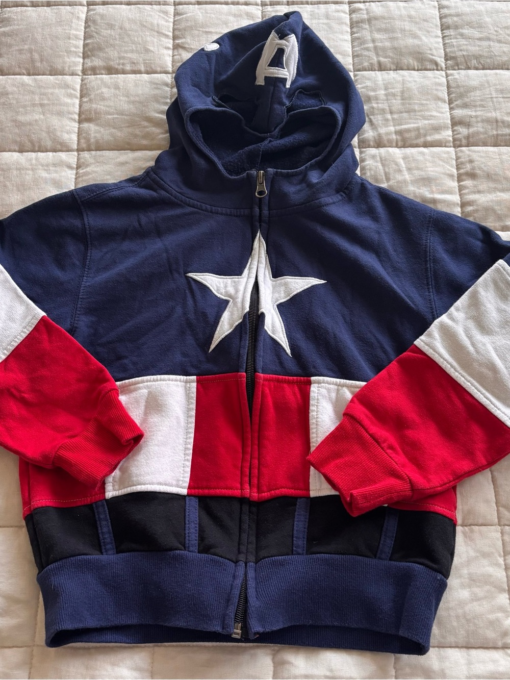 Marvel Captain America Navy Red White Star Zip-Up Hoodie